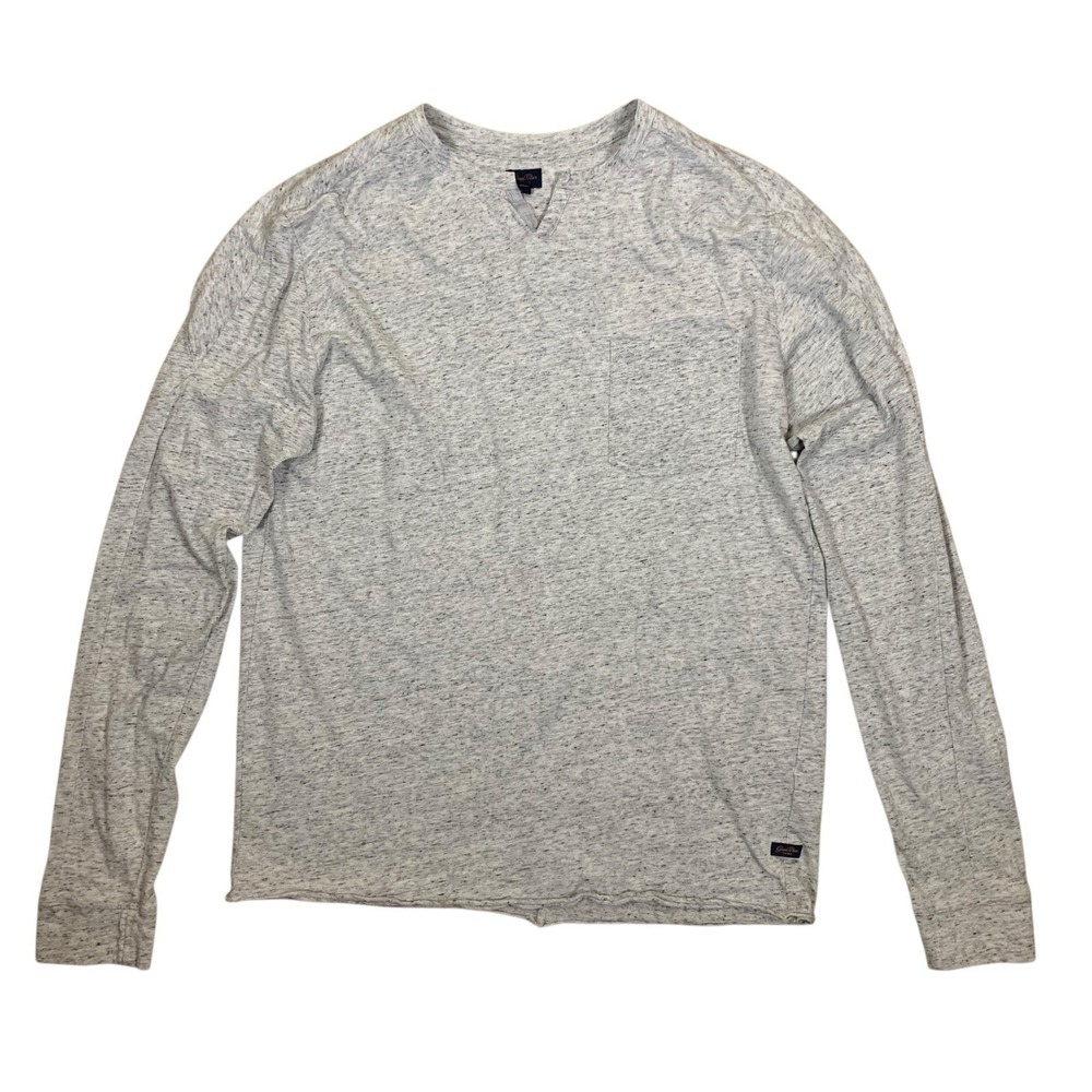 GoodMan Brand Gray Slub Knit Long Sleeve Pocket Tee Casual Men L